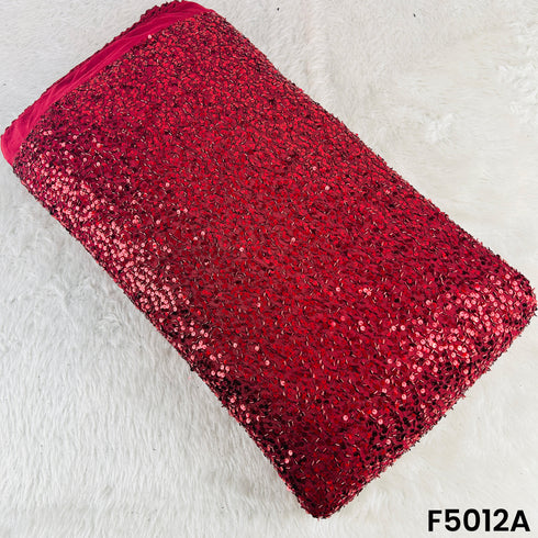 Cut Dana Sequins Embroidered Lycra Net Fabric-F5012